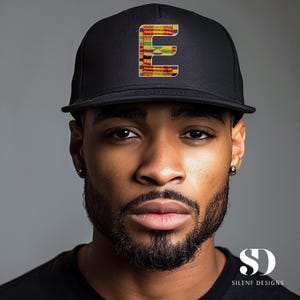 Kente Print Custom Snapback Cap: Personalized Initial Hat