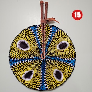 Ankara Folding Fan: African Print Fabric with Leather Handle