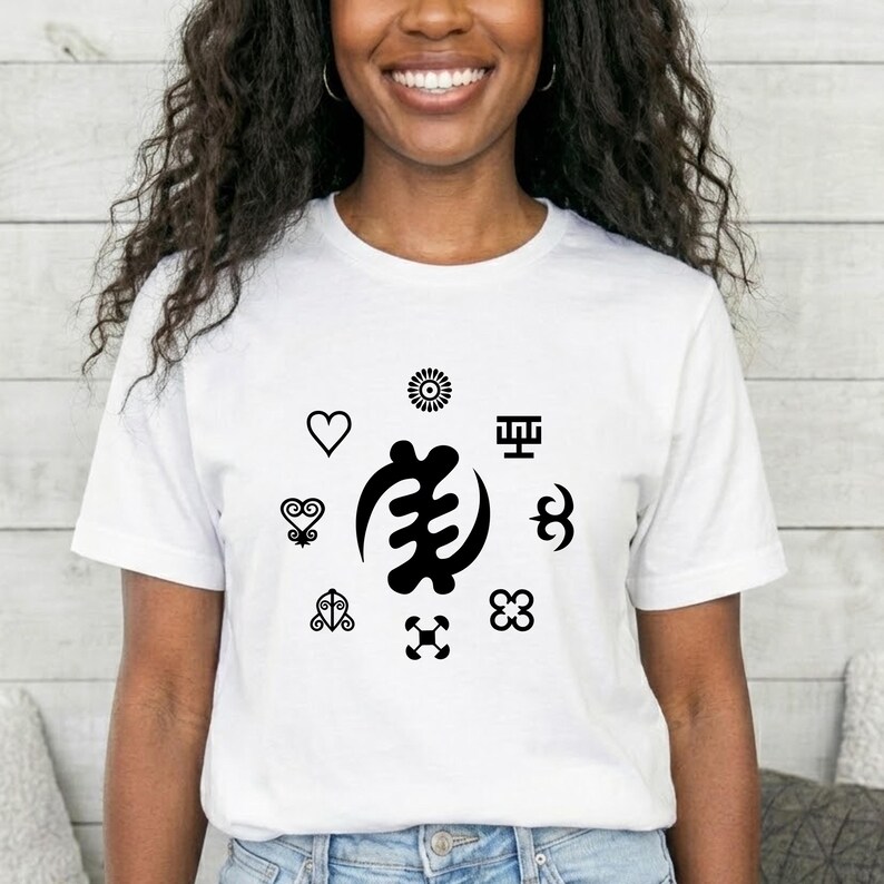 Camiseta Adinkra Circle, camiseta africana, camiseta de Ghana (Unisex) White