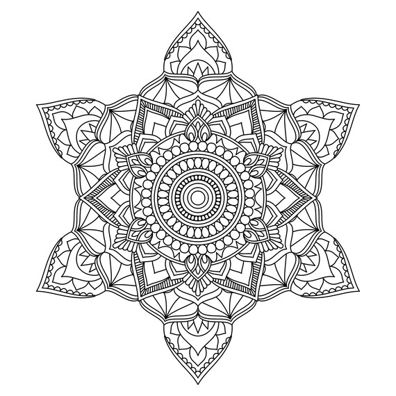 6point Mandala Printable Zentangle Mandala Svg Eps Pdf Etsy