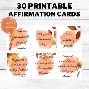 Cartões de afirmação, baralho de cartas de pensamentos positivos, imprimíveis de quadro de visão, cartões para autoaperfeiçoamento, imprimíveis de motivação diária, DIGITAL