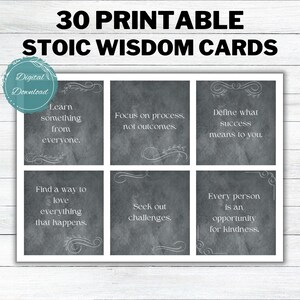 Tarjetas de sabiduría estoica, mazo de cartas de pensamientos positivos, imprimibles de tableros de visión, tarjetas para la superación personal, imprimibles de motivación diaria, DIGITAL