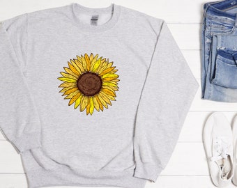 Crewneck Sunflower Sweatshirt, Sunflower Shirt, Botanical Sweatshirt, Nature Lover Shirt, Women's Sweatshirt, Gift for Her