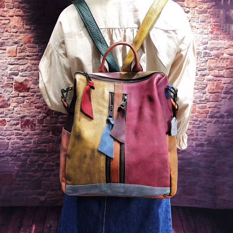 Leather Backpack Womens Leather Backpack Large Travel Etsy
