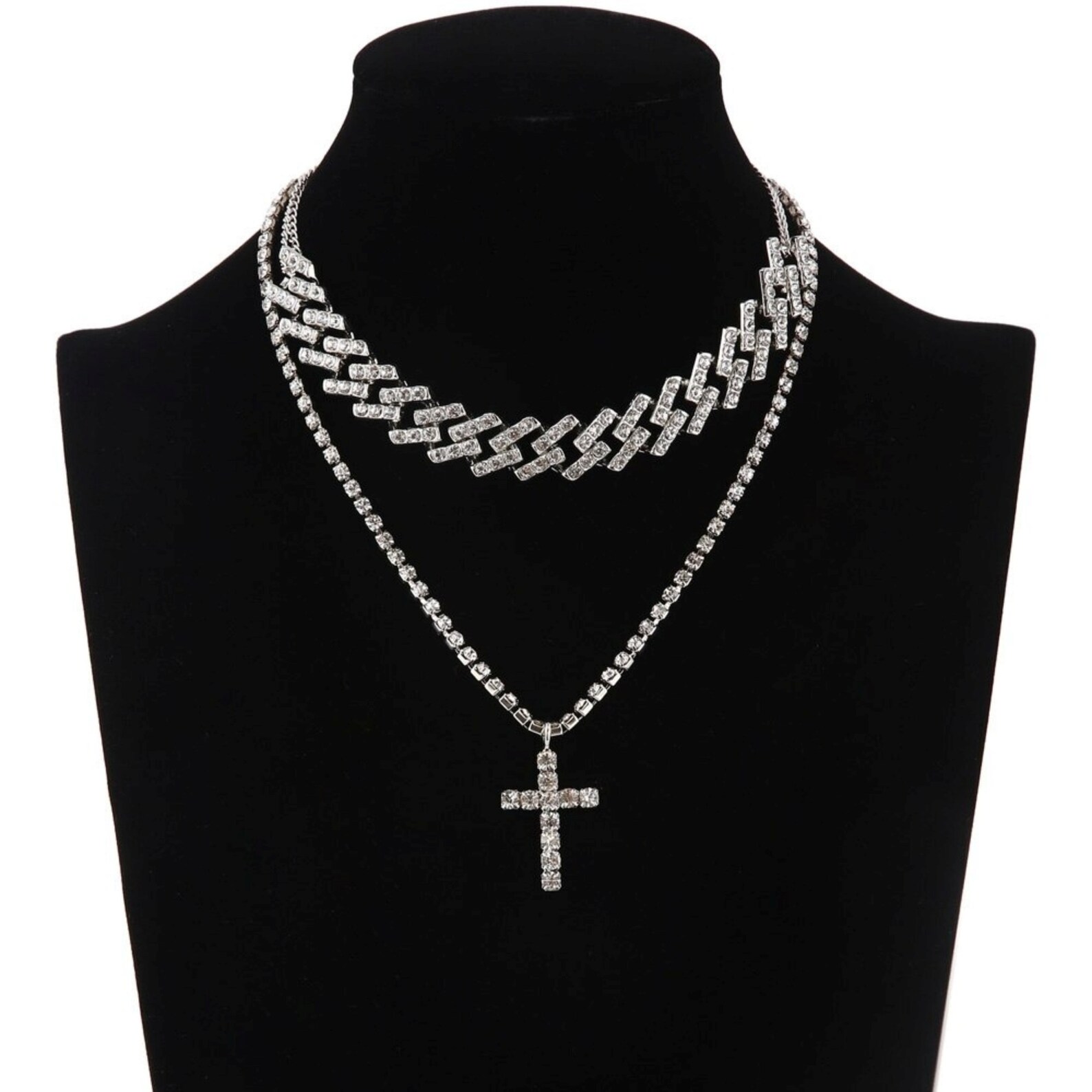 Cuban Link Chain Necklace Set Holy Cross Pendant Jewelry for Etsy