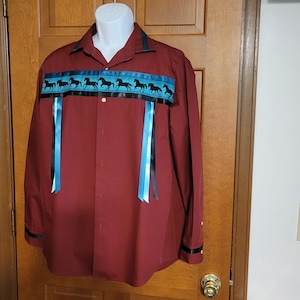 Large size 16 Mens slim fit Ribbon shirt, regalia, pow wow
