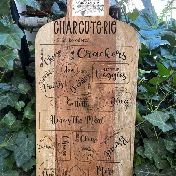 Build your own Charcuterie Boards SVG for Glowforge - svg file - laser engraving file - Charcuterie Board svg - Charcuterie Laser File