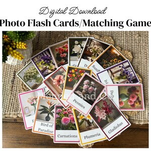 Blume Foto Karten Digitaler Download - Karteikarten, Memory Match, Montessori, Kleinkind Bereicherung, Hausschule, Kinder Lernwerkzeuge