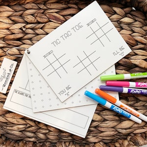 SVG File for Game Trio on Whiteboard - Classroom Games - Travel Games - Hangman, Tic Tac Toe and Dots Games
