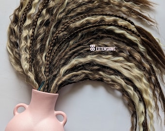 DE crochet blonde dreads braids waves set synthetic dreadlocks Hair extensions dark blonde crochet dreads boho dreads blonde curls