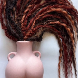 Red Brown Crochet Dreads – Wavy Boho Hair Extensions