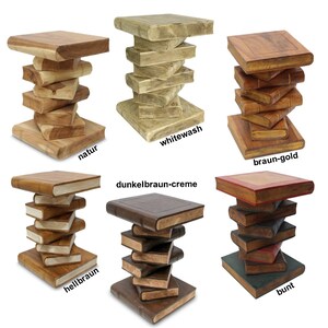 Bedside table, side table, book stool, table, stool, book stack, wood, 50 cm, large
