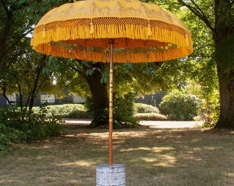 Original Balinesischer Sonnenschirm Bali Schirm Gelb 185 cm Model Solea