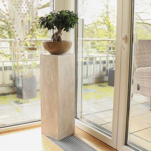 Wooden column, decorative column, pedestal, stand, base, flower stand, wood, white/whitewash, medium, 75 cm