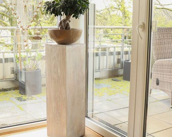 Säule Holzsäule Dekosäule Podest Ständer Sockel Blumenständer Holz Weiß/Whitewash mittel 75 cm