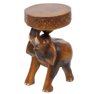 Elephant stool, round stool, side table, wooden stool, approx. 41 cm
