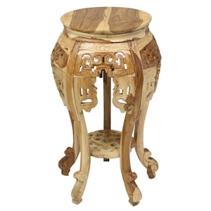 Round stool pot flower stool side table bedside table wooden stool baroque solid natural medium