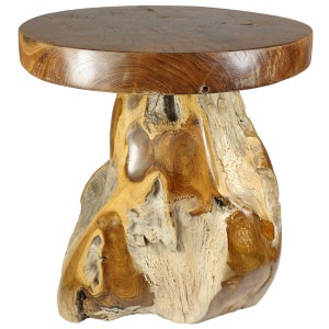Root stool 40 cm flower stool round stool teak stool wooden stool art wood teak natural stool unique
