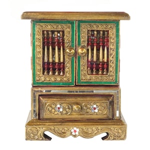 Edler Schmuckschrank Schmuckschatulle Schränkchen Aufbewahrung Schmuck Schmuckkasten Holzkasten Holz Kästchen Gold 25 cm