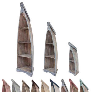 Regal in Bootsform mit Steeg Badregal Bootsregal Boot Standregal Aufbewahrung Albesia Holz Bild 3