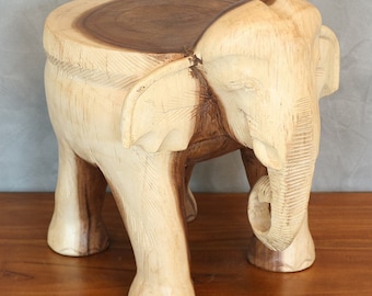 Hocker Rundhocker Holzhocker Elefanthocker Blumehocker Elefant ca. 38 cm hoch Holz Limboholz Natur Groß