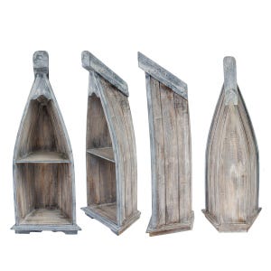 Regal in Bootsform mit Steeg Badregal Bootsregal Boot Standregal Aufbewahrung Albesia Holz Bild 4