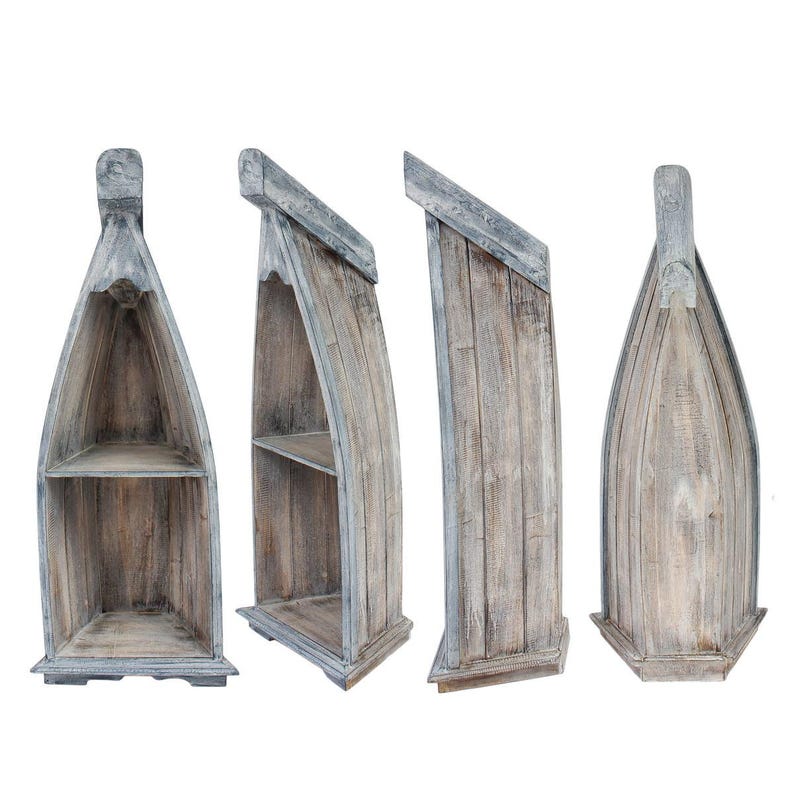 Regal in Bootsform mit Steeg Badregal Bootsregal Boot Standregal Aufbewahrung Albesia Holz Bild 4