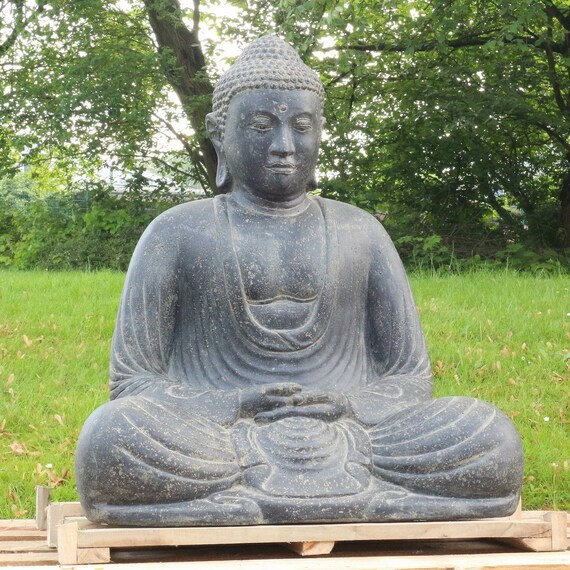 Buddha-Figur Aus Steinguss – 30 Cm Hoch, 6 Kg, Frostsicher, Grau, Für Garten & Außenbereich