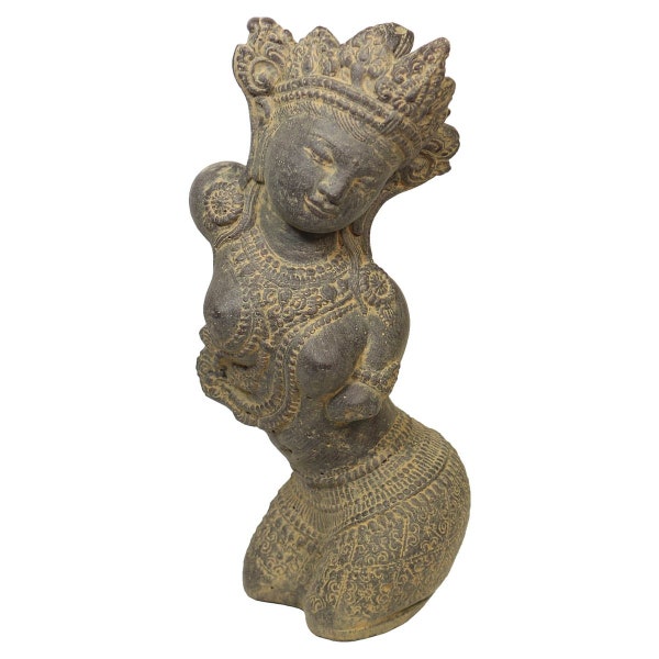 Dewi Tara Büste Stein-Figur Gartenfigur Asiatische Skulptur Garten Lavastein 30 cm