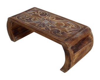 Side table coffee table opium table bridge flower table bed table laptop table single color carving new model unique piece natural medium