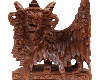 Barong Löwen Figur Skulptur Bali Mythologie gute Geister Deko Soar Holz Links oder Rechts ca. 19 cm