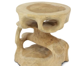 Kleiner Naturbelassener Wurzel Teakholztisch Teakholzhocker Hocker Blumenhocker Holzhocker 21cm Kunst Natur Holz Teakholz