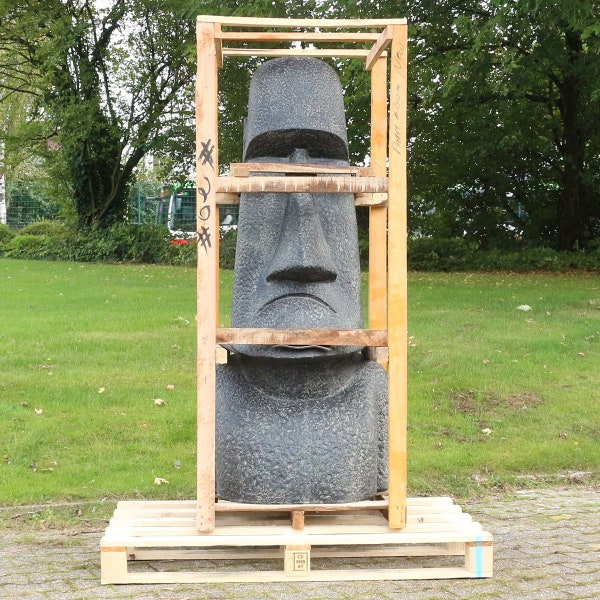 XXL Steinfigur Osterinsel Moai Skulptur Lavasand Bali Tiki Garten Hawaii 150 cm