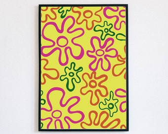 Bikini bottom flower wall art, spongebob world art, digial printable