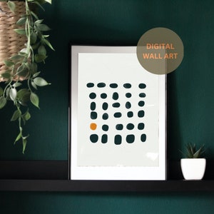 Dots digital print, dots wall art, black and white dot print