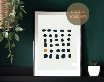 Dots digital print, dots wall art, black and white dot print