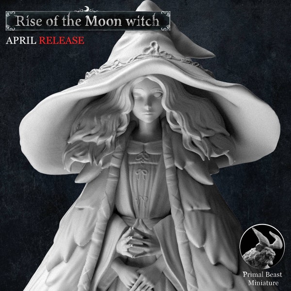 Moon Witch 32mm Scale Miniature | Soulsborne | Ultra HD 8K | Dungeons and Dragons, Pathfinder, Warhammer Tabletop |