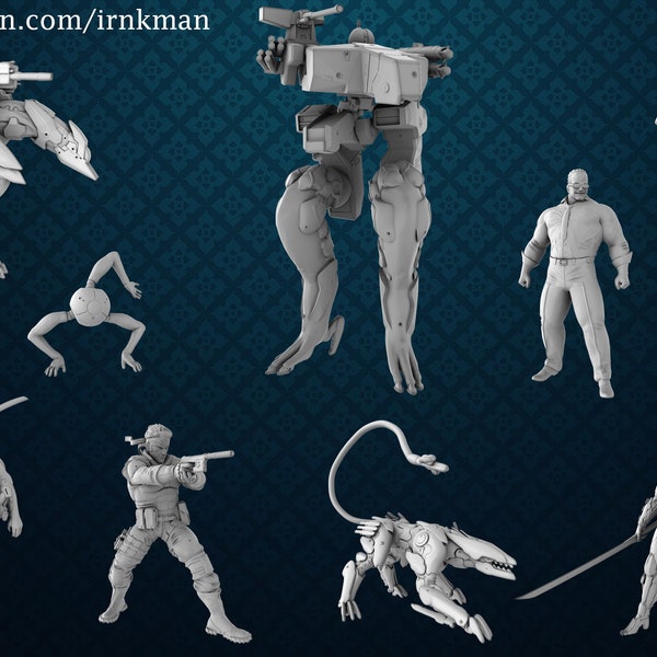 Metal Gear Revengeance and Solid 32mm Scale Miniatures | MGR MGS | Sculpt By Irnkman | Ultra HD 8K | Dungeons and Dragons, Tabletop Games |