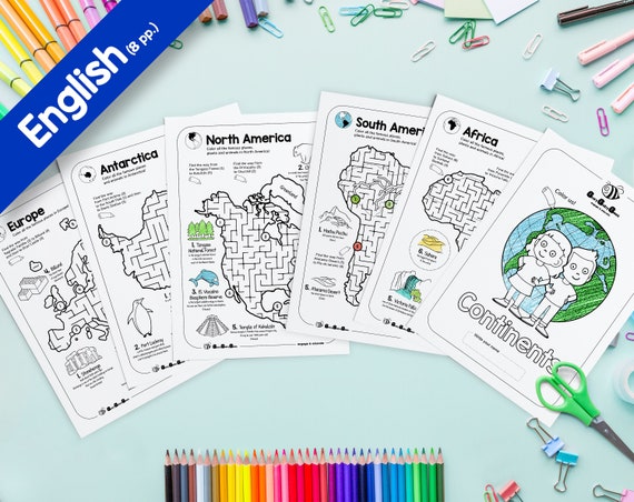 Maze For Kids Amazing 7 Continents World Geography Activity Printable for Kids Kindergarten Games Instant Download