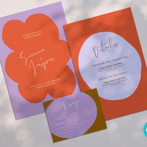 Elegante y personalizable juego de invitaciones de boda: invitación, tarjeta de detalles RSVP Diseño moderno de lujo Sensación premium. Creativo, distintivo y elegante