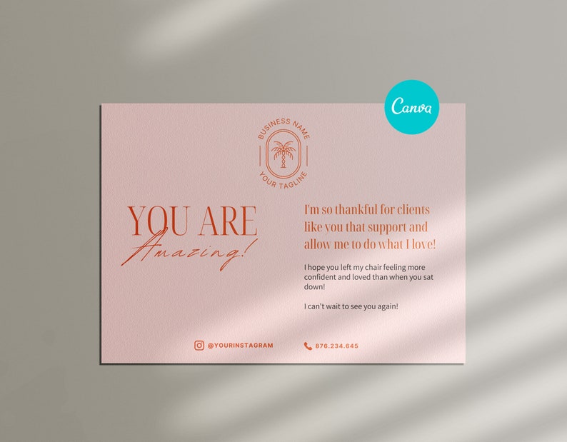 Editable Card Canva Template Thank you Card Template Customizable Card Blank Card Template Canva Template image 3