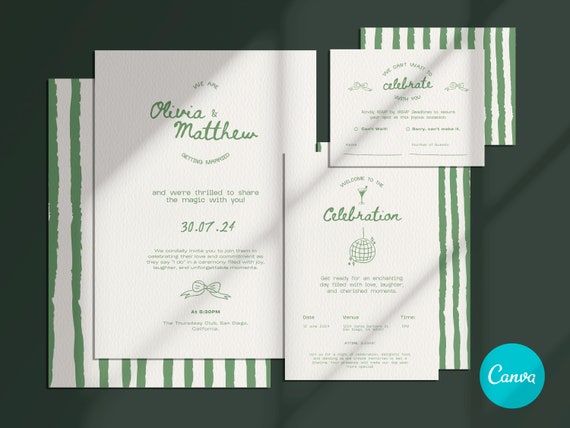 Coquette Wedding Invitation Template: Elegant Charcoal Illustration (Canva Editable)