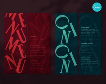 Bold Wedding Menu Template: Modern Drinks & Food (Canva)