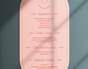 Modern Wedding Menu Template: Minimalist Oval Design (Canva, Cricut)