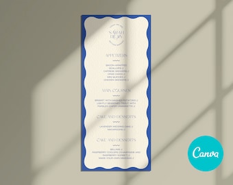 Wavy Wedding Menu Template: Retro Customizable Design (Canva)