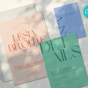 Invito a nozze personalizzabile, di classe vivace Canva Design moderno e lussuoso per un matrimonio unico. Sensazione premium. Creativo, di classe, distintivo