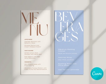 Modern Wedding Menu & Beverage Template: Customizable Canva Design