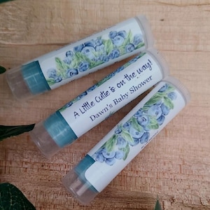 Custom Baby Shower Party Favors, Blueberry Birthday Party, Personalized Lip Balm Wedding Favors, Blueberry Theme, Bridal Shower Gifts