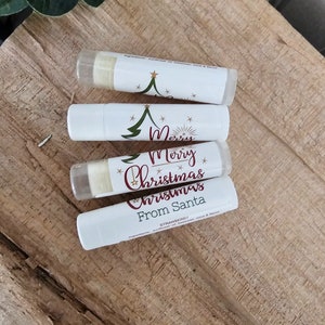 Personalized Lip Balms for Christmas, Handmade, Choose Label Design and Flavor, Custom Chapstick Lip Moisturizer, Party Favor