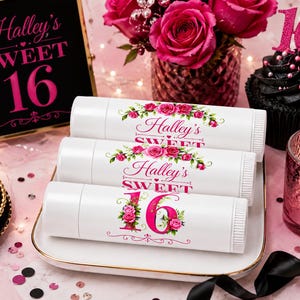 Lip Balm Party Favors, Personalized Chapstick Favors, Custom Lip Balm Labels, Birthday Favor, Sweet 16 Favor, Thank You Gift